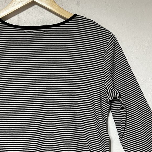 Lauren Ralph Lauren Nautical Womens Striped Shirt Top Large Black/White Stripe - Picture 8 of 16